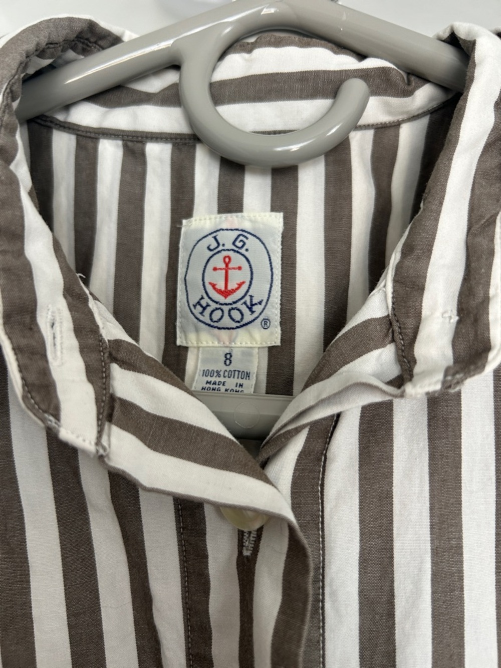 Vintage Brown & White Striped Button-Down Shirt - Picture 2 of 4